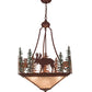 Meyda Lighting Wandering Moose 24" 3-Light Rust & Green Trees Inverted Pendant Light With Silver Mica Shade Glass