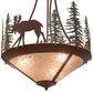 Meyda Lighting Wandering Moose 24" 3-Light Rust & Green Trees Inverted Pendant Light With Silver Mica Shade Glass