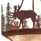 Meyda Lighting Wandering Moose 24" 3-Light Rust & Green Trees Inverted Pendant Light With Silver Mica Shade Glass
