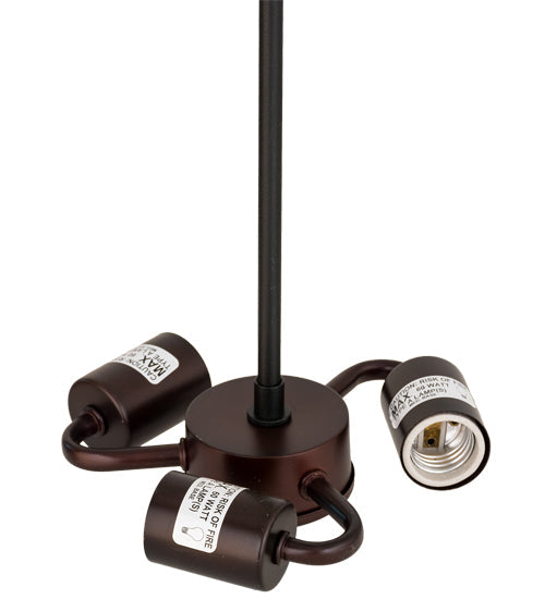 Meyda Lighting Wandering Moose 25" 3-Light Textured Black & Green Trees Inverted Pendant Light Silver Mica Shade Glass