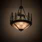 Meyda Lighting Wandering Moose 25" 3-Light Textured Black & Green Trees Inverted Pendant Light Silver Mica Shade Glass