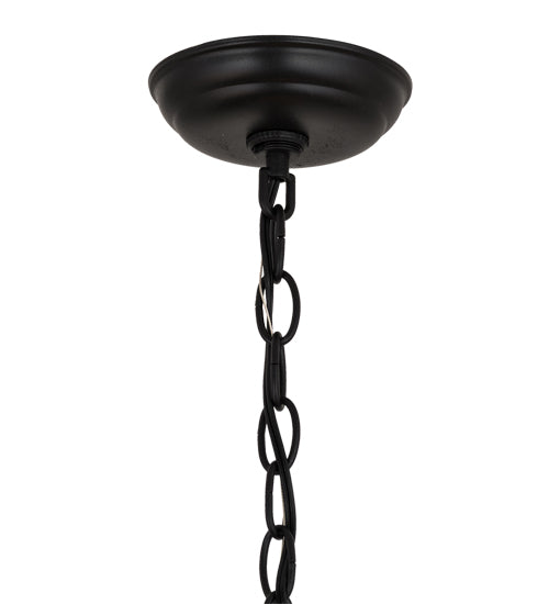 Meyda Lighting Wandering Moose 25" 3-Light Textured Black & Green Trees Inverted Pendant Light Silver Mica Shade Glass