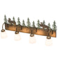 Meyda Lighting Wandering Moose 35" 4-Light Antique Copper and Green Trees Vanity Light With White Shade Glass