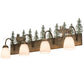 Meyda Lighting Wandering Moose 35" 4-Light Antique Copper and Green Trees Vanity Light With White Shade Glass