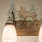 Meyda Lighting Wandering Moose 35" 4-Light Antique Copper and Green Trees Vanity Light With White Shade Glass