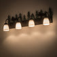 Meyda Lighting Wandering Moose 35" 4-Light Oil Rubbed Bronze & Green Trees Vanity Light With White Shade Glass