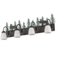 Meyda Lighting Wandering Moose 35" 4-Light Oil Rubbed Bronze & Green Trees Vanity Light With White Shade Glass