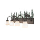Meyda Lighting Wandering Moose 35" 4-Light Oil Rubbed Bronze & Green Trees Vanity Light With White Shade Glass