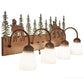 Meyda Lighting Wandering Moose 35" 4-Light Rust & Green Trees Vanity Light With White Shade Glass