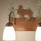 Meyda Lighting Wandering Moose 35" 4-Light Rust & Green Trees Vanity Light With White Shade Glass