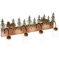 Meyda Lighting Wandering Moose 35" 4-Light Rust & Green Trees Vanity Light With White Shade Glass