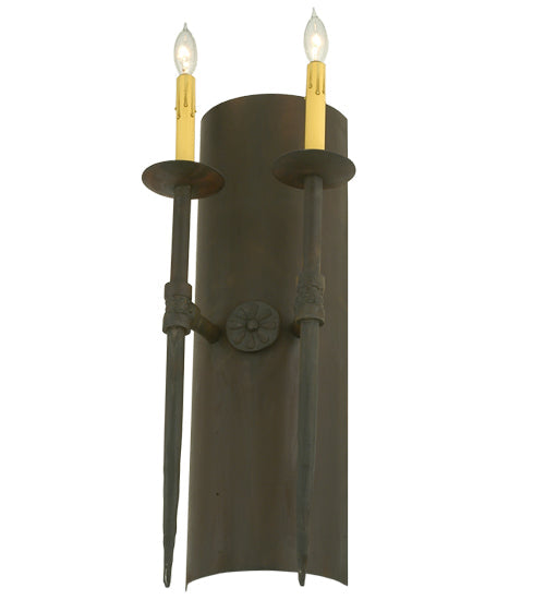 Meyda Lighting Warwick 10" 2-Light Costello Black Wall Sconce