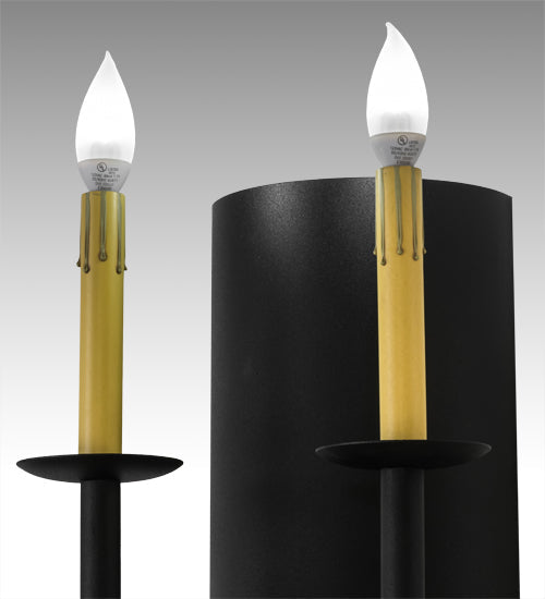 Meyda Lighting Warwick 10" 2-Light Textured Black Wall Sconce With Amber Faux Candlelight