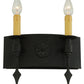 Meyda Lighting Warwick 14" 2-Light Costello Black Wall Sconce With Cream Faux Candlelight