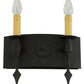 Meyda Lighting Warwick 14" 2-Light Costello Black Wall Sconce With Cream Faux Candlelight