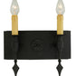 Meyda Lighting Warwick 14" 2-Light Costello Black Wall Sconce With Cream Faux Candlelight