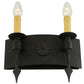 Meyda Lighting Warwick 14" 2-Light Costello Black Wall Sconce With Cream Faux Candlelight