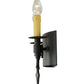 Meyda Lighting Warwick 14" 2-Light Costello Black Wall Sconce With Cream Faux Candlelight
