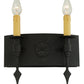 Meyda Lighting Warwick 14" 2-Light Costello Black Wall Sconce With Cream Faux Candlelight