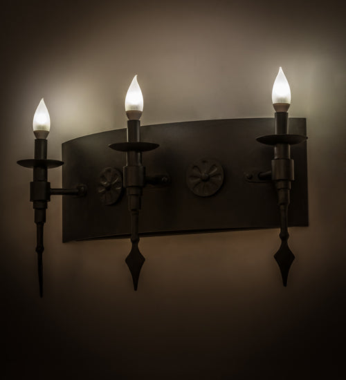 Meyda Lighting Warwick 24" 3-Light Costello Black Wall Sconce