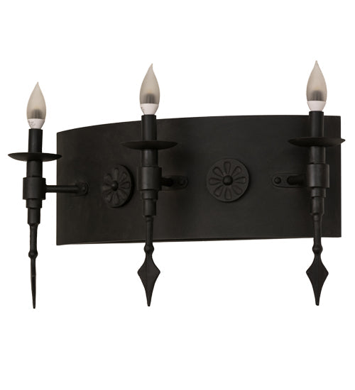 Meyda Lighting Warwick 24" 3-Light Costello Black Wall Sconce