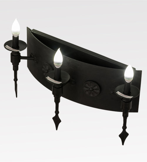 Meyda Lighting Warwick 24" 3-Light Costello Black Wall Sconce