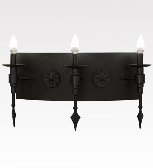 Meyda Lighting Warwick 24" 3-Light Costello Black Wall Sconce