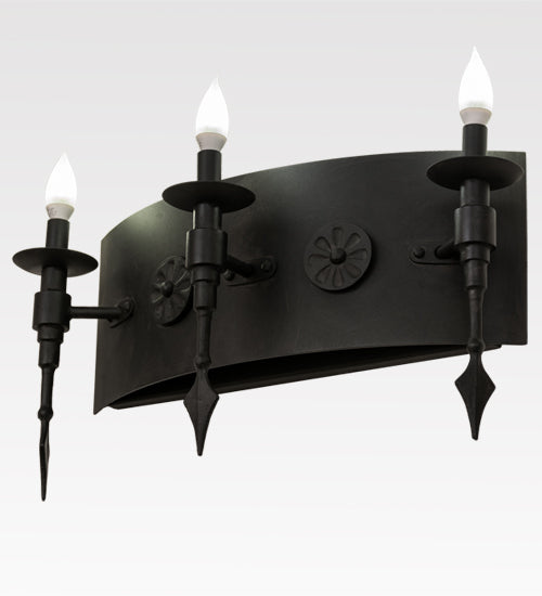 Meyda Lighting Warwick 24" 3-Light Costello Black Wall Sconce