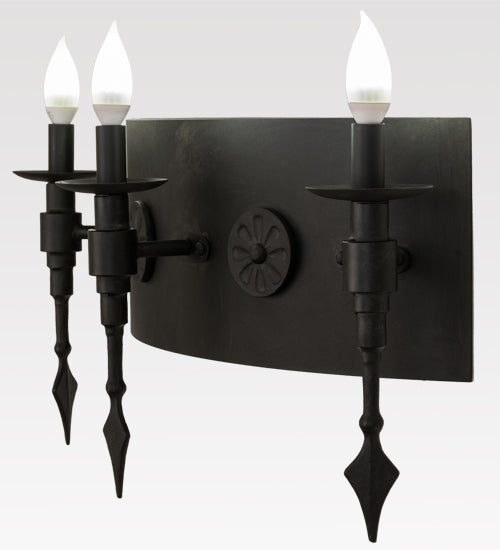 Meyda Lighting Warwick 24" 3-Light Costello Black Wall Sconce