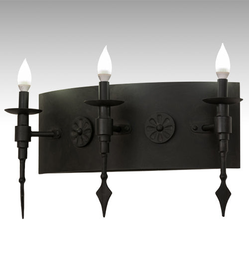 Meyda Lighting Warwick 24" 3-Light Costello Black Wall Sconce