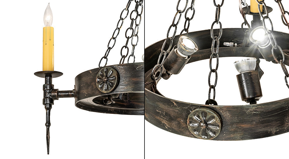 Meyda Lighting Warwick 27" 6-Light Hand Waxed Metal Chandelier