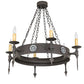 Meyda Lighting Warwick 34" 6-Light Dark Roast Chandelier With Ivory Faux Candlelight