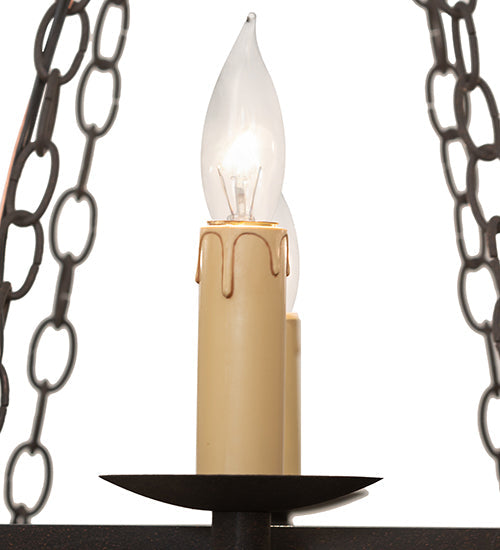 Meyda Lighting Warwick 34" 6-Light Dark Roast Chandelier With Ivory Faux Candlelight