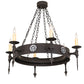 Meyda Lighting Warwick 34" 6-Light Dark Roast Chandelier With Ivory Faux Candlelight