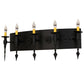 Meyda Lighting Warwick 36" 5-Light Black Textured Wall Sconce With Ivory Faux Candlelight