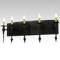 Meyda Lighting Warwick 36" 5-Light Black Textured Wall Sconce With Ivory Faux Candlelight