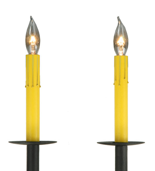 Meyda Lighting Warwick 46" 2-Light Costello Black and Hand Rubbed Iron Wall Sconce With Cream Faux Candlelight