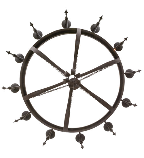 Meyda Lighting Warwick 66" 12-Light Dark Roast Chandelier With Ivory Faux Candlelight