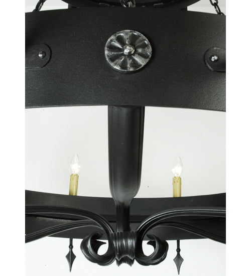 Meyda Lighting Warwick 66" 18-Light 2-Tier Dark Roast Chandelier With Ivory Faux Candlelight