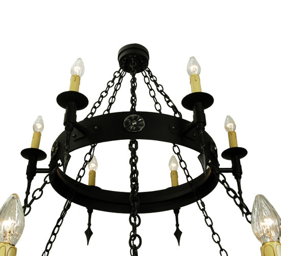 Meyda Lighting Warwick 66" 18-Light 2-Tier Dark Roast Chandelier With Ivory Faux Candlelight
