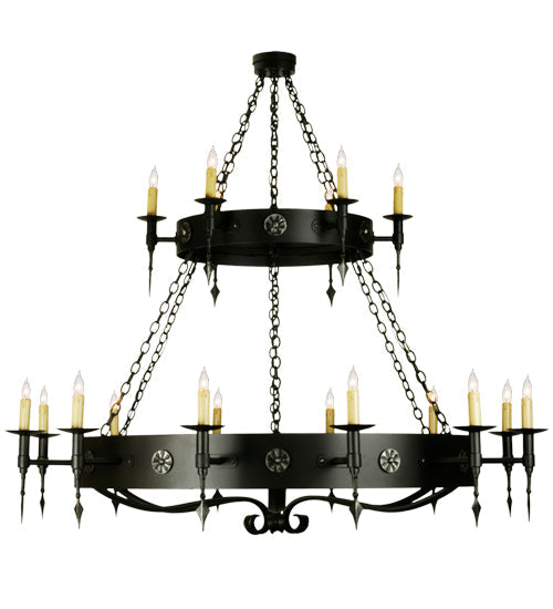 Meyda Lighting Warwick 66" 18-Light 2-Tier Dark Roast Chandelier With Ivory Faux Candlelight