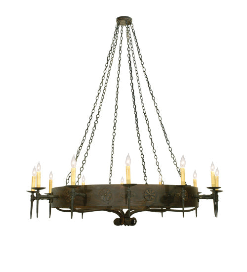 Meyda Lighting Warwick 72" 12-Light Hand Waxed Metal Chandelier