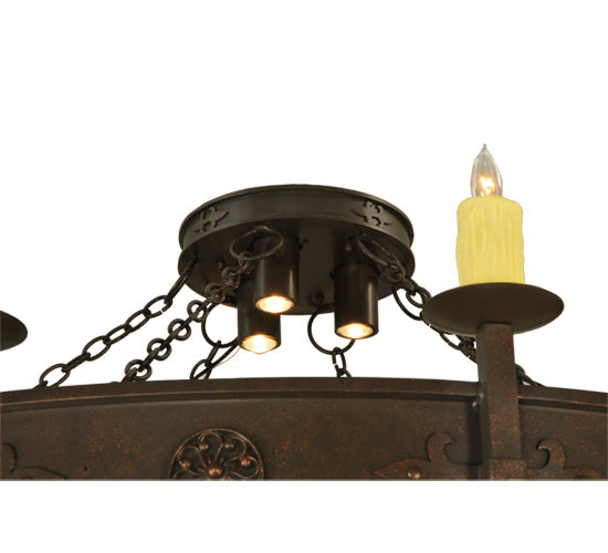 Meyda Lighting Warwick 72" 15-Light Gilded Tobacco Chandelier With Ivory Faux Candlelight