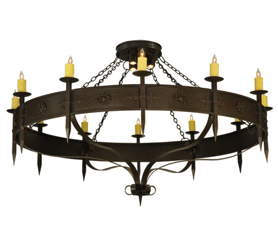 Meyda Lighting Warwick 72" 15-Light Gilded Tobacco Chandelier With Ivory Faux Candlelight