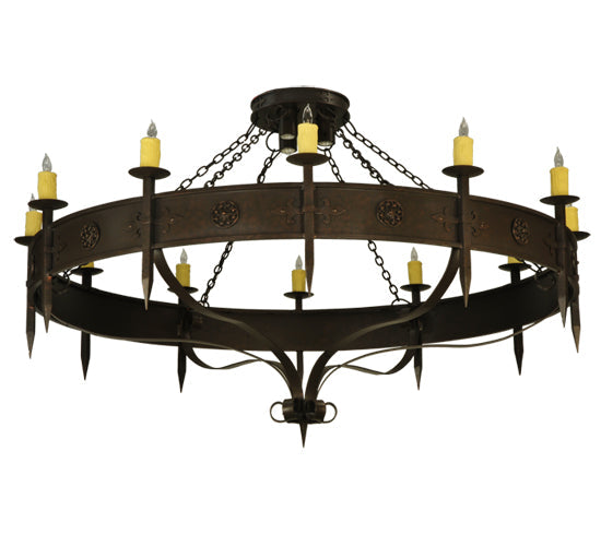 Meyda Lighting Warwick 72" 15-Light Gilded Tobacco Chandelier With Ivory Faux Candlelight