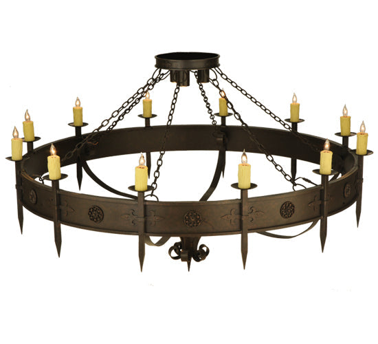 Meyda Lighting Warwick 72" 15-Light Gilded Tobacco Chandelier With Ivory Faux Candlelight