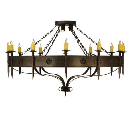 Meyda Lighting Warwick 72" 15-Light Gilded Tobacco Chandelier With Ivory Faux Candlelight