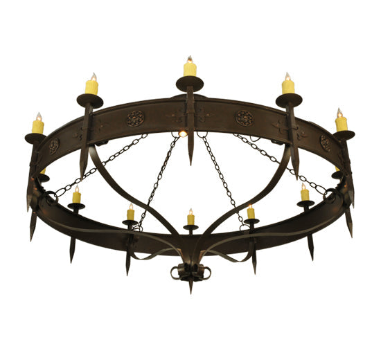 Meyda Lighting Warwick 72" 15-Light Gilded Tobacco Chandelier With Ivory Faux Candlelight