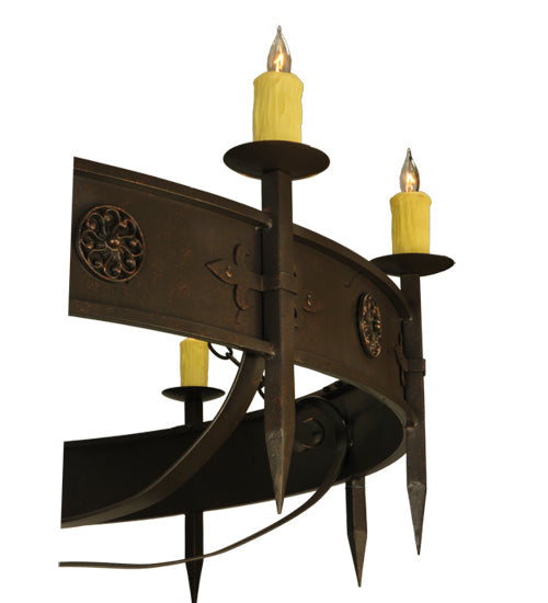 Meyda Lighting Warwick 72" 15-Light Gilded Tobacco Chandelier With Ivory Faux Candlelight