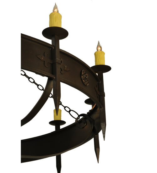 Meyda Lighting Warwick 72" 15-Light Gilded Tobacco Chandelier With Ivory Faux Candlelight